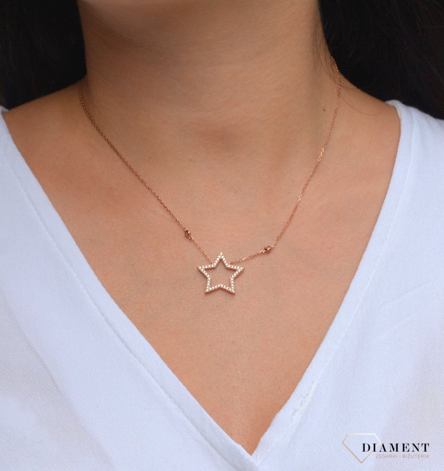 Naszyjnik srebrny gwiazdka z białą cyrkonią Dall'Acqua  N BY 192 085.jpg